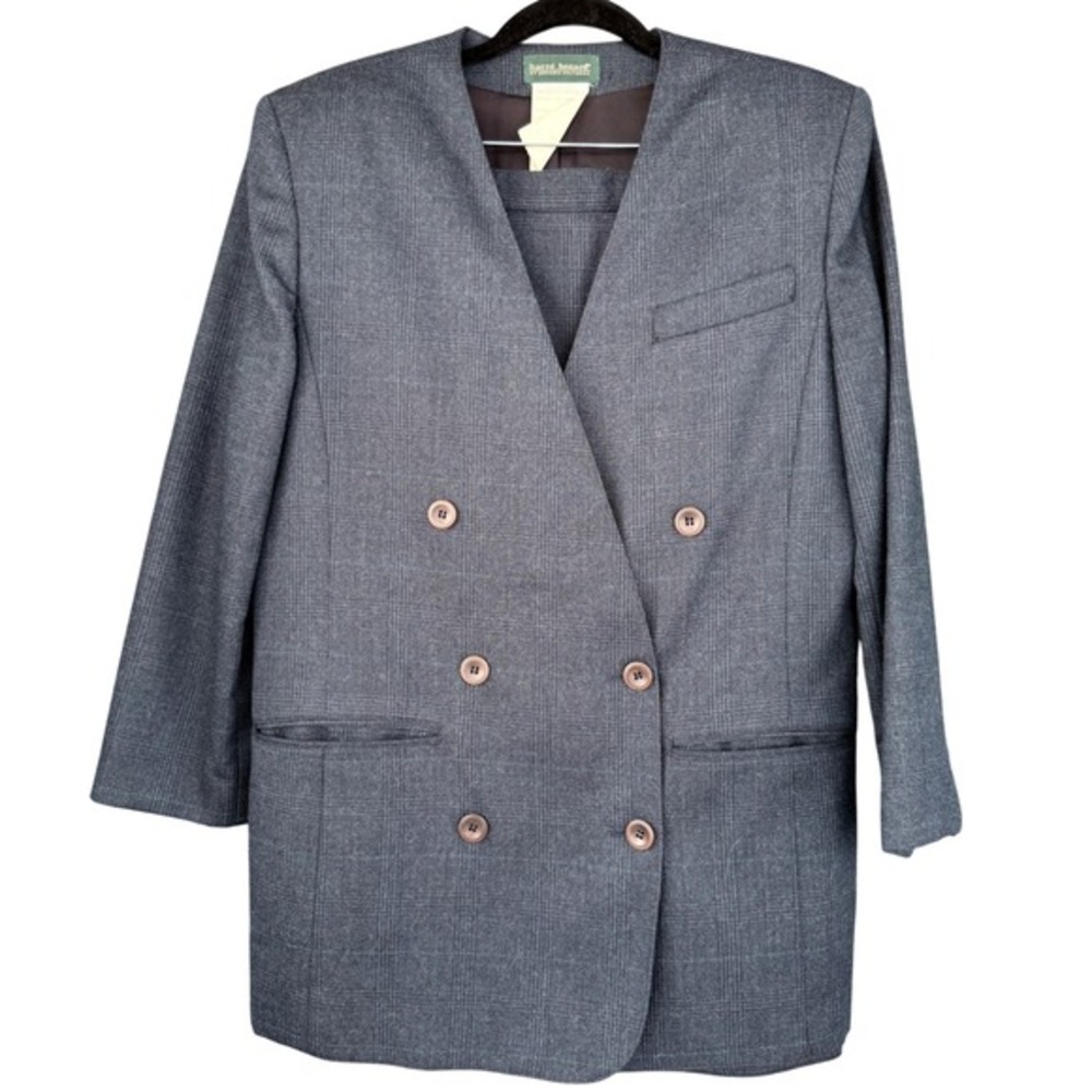VTG Harvé Benard Blazer Skirt Suit Set Size 10 Wool‎ Blend Plaid Career